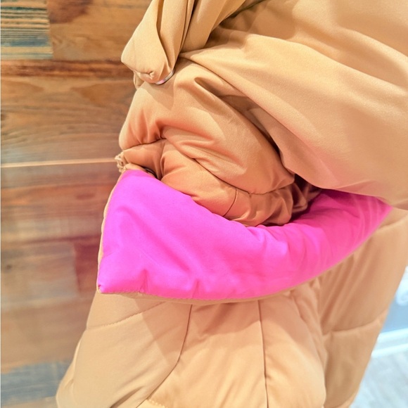 AVEC Les FILLES Brown Puffer Jacket with Pink Lining - Picture 12 of 15